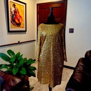 Anne Klein Dress gold sequin